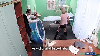 Blonde slut Luci Angel with natural tits fucked by the brush doctor